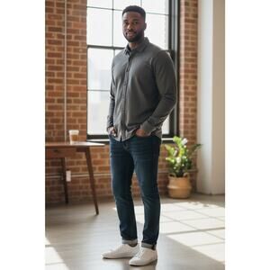 Ted Baker Men's Cotton Long Sleeve Button Up Shirt Contrast Detail Black Size L